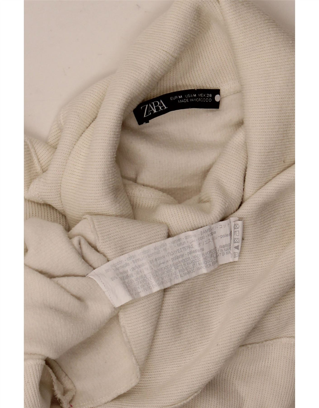 Top corto oversize da donna Zara a maniche lunghe UK 14 cotone bianco medio