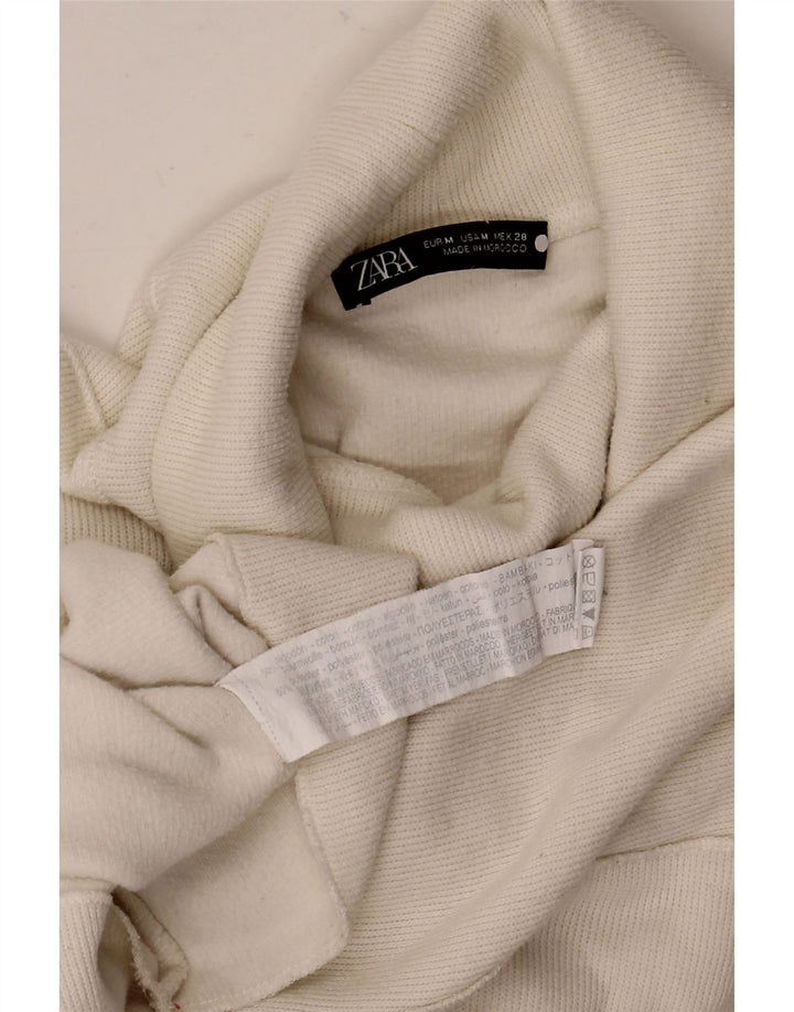Top corto oversize da donna Zara a maniche lunghe UK 14 cotone bianco medio