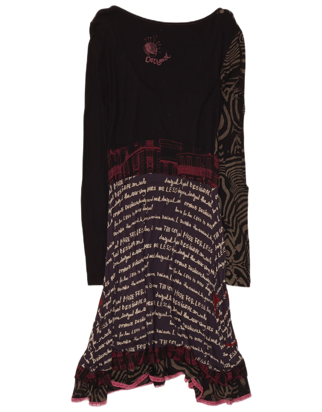Desigual Abito da donna a linea A con grafica UK 14 Grande patchwork nero