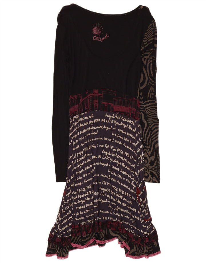 Desigual Abito da donna a linea A con grafica UK 14 Grande patchwork nero