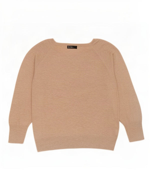 Maglione maglione oversize con scollo a barca da donna Zara UK 14 Viscosa beige medio