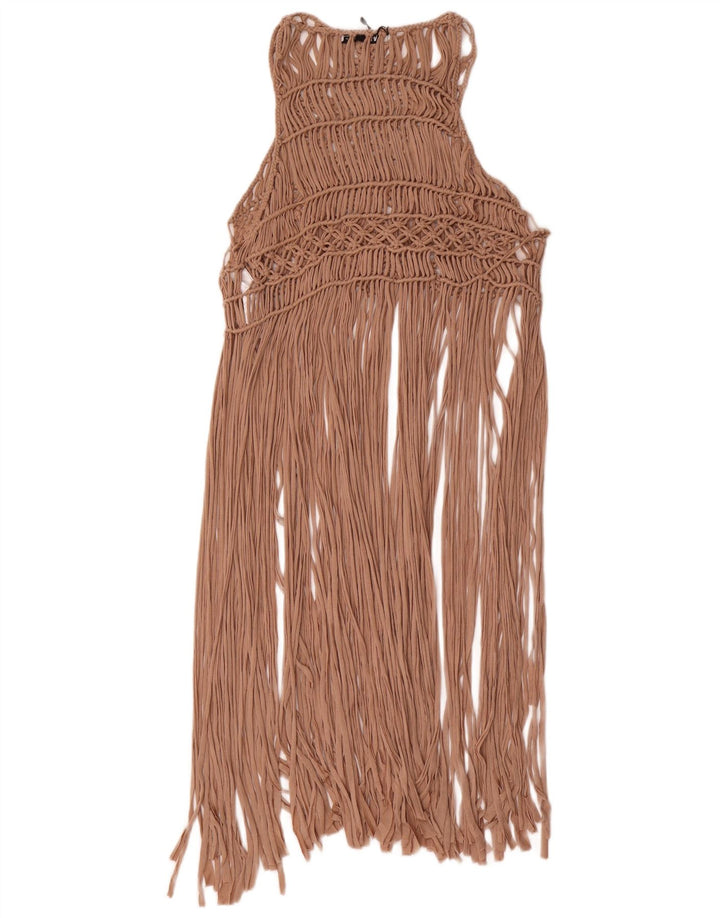 Abito da spiaggia all'uncinetto da donna Zara UK 12 Poliestere beige medio