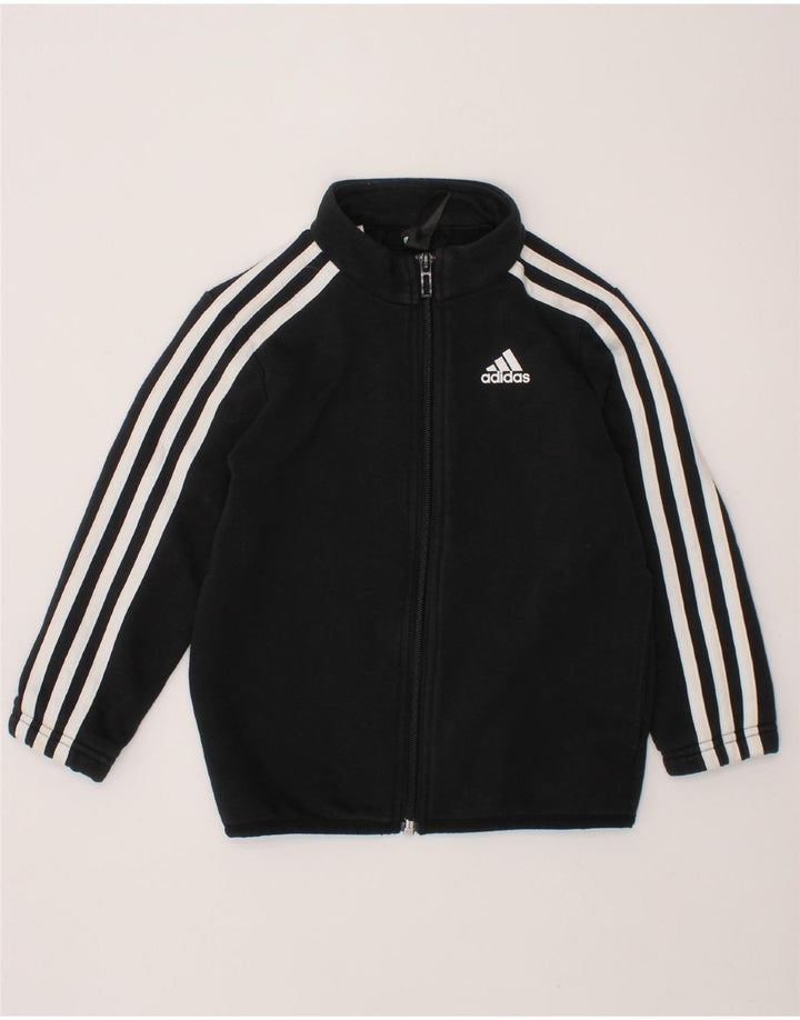 ADIDAS Boys Tracksuit Top Jacket 3-4 Years Black Cotton