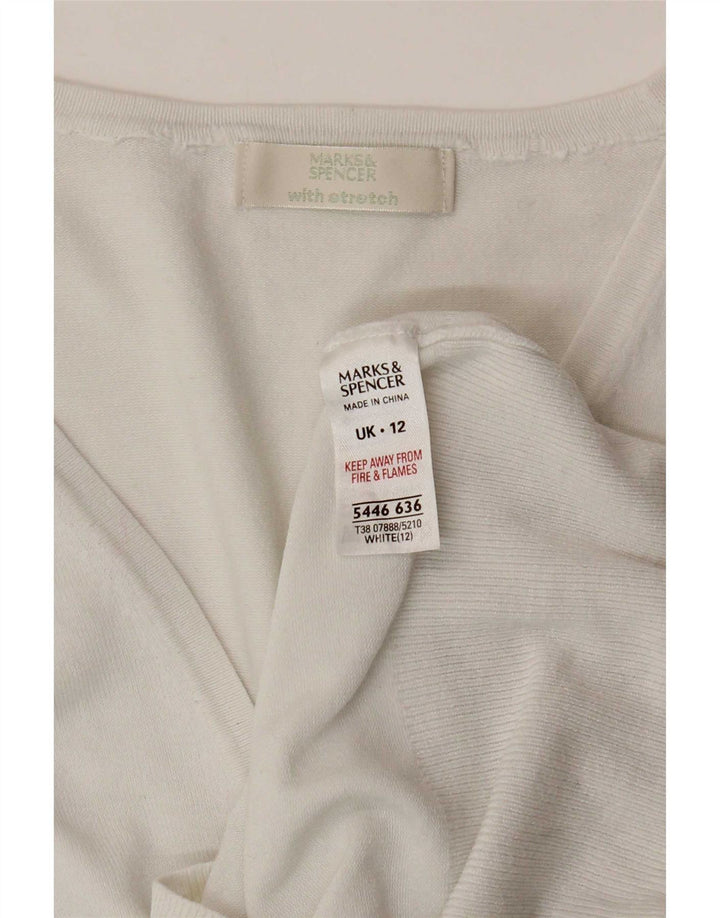 Maglione cardigan con maniche a 3/4 corto Marks & Spencer da donna UK 12 bianco medio