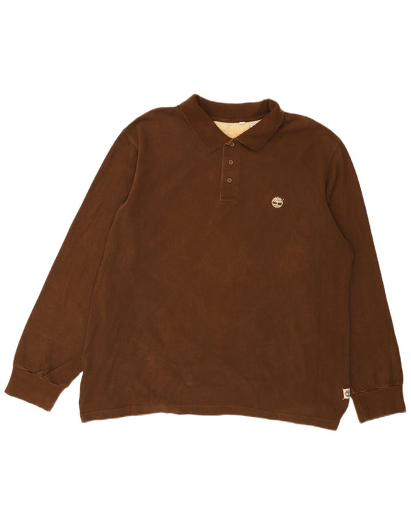 Polo a maniche lunghe da uomo Timberland 2XL in cotone marrone