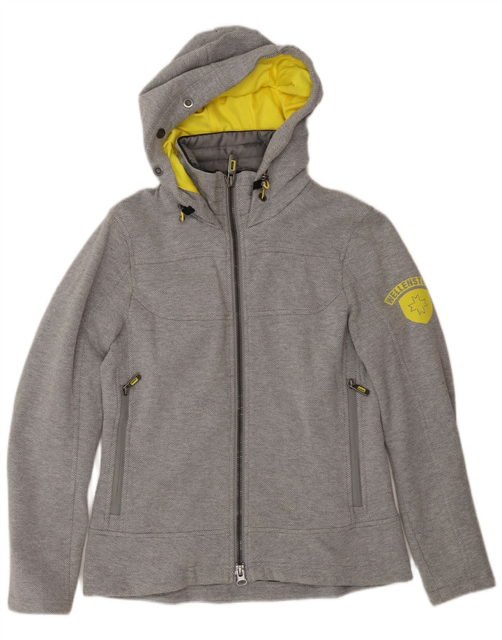 Wellensteyn Bomber con cappuccio grafico da uomo UK 10 piccolo cotone grigio