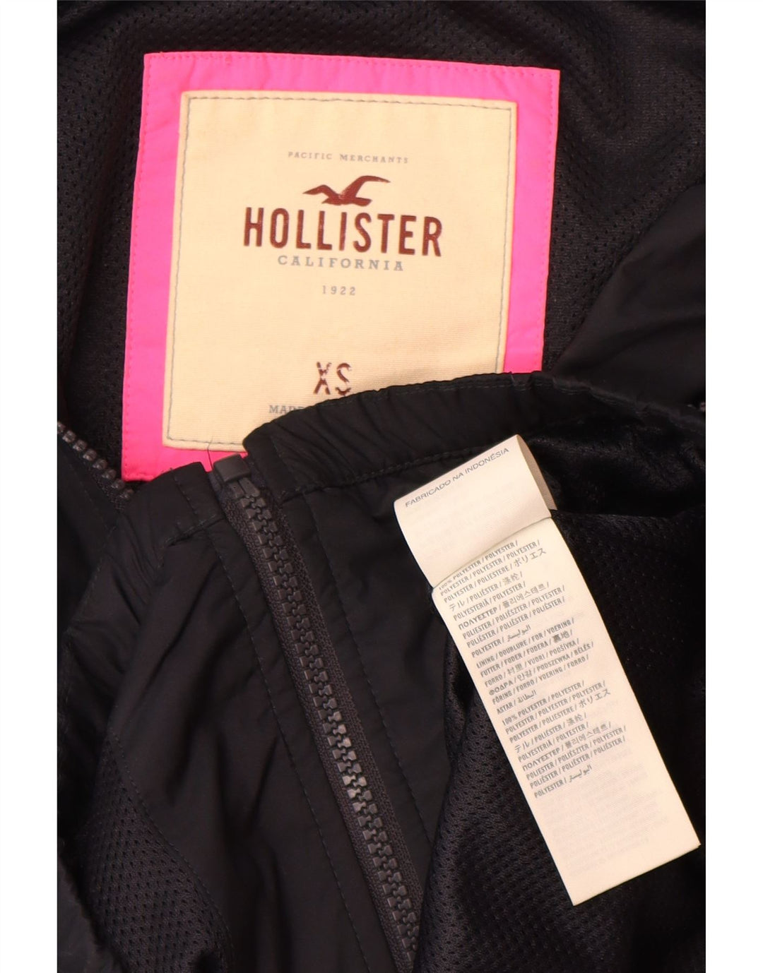 Giacca antipioggia con cappuccio da donna Hollister UK 6 XS poliestere nero