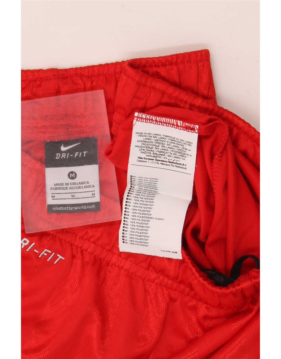 Pantaloncini sportivi Nike Dri Fit da uomo in poliestere a righe rosse medie