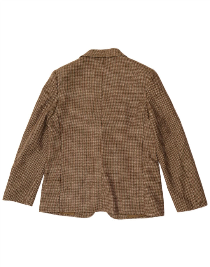Giacca blazer vintage da donna a 1 bottone UK 14 grande motivo kaki