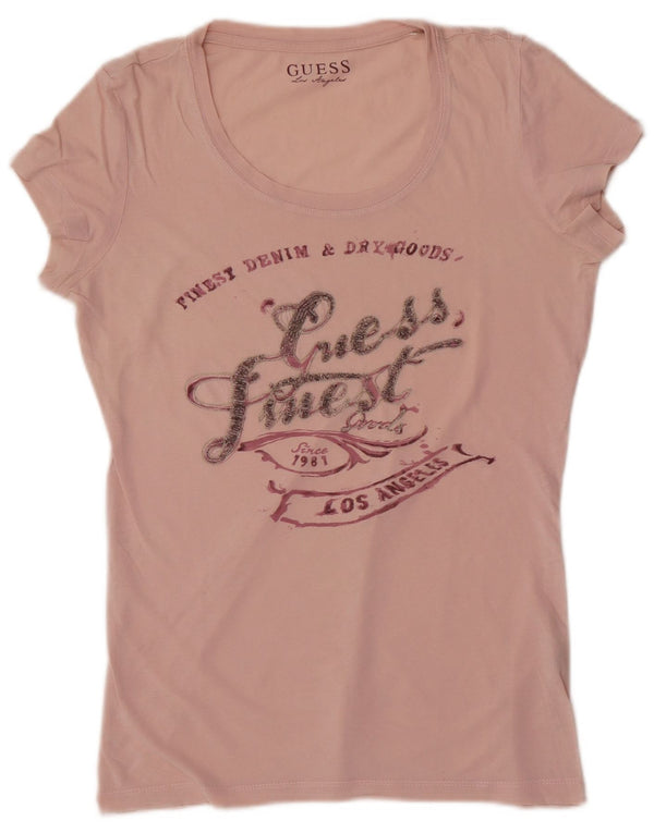 Guess T-shirt grafica da donna Top UK 12 Rosa medio