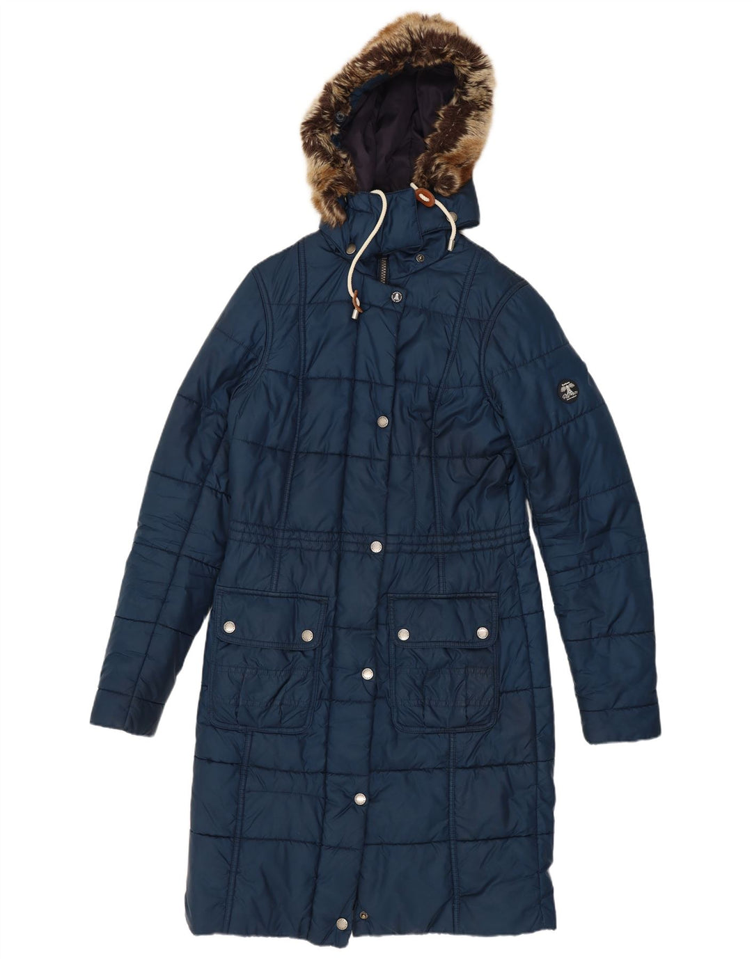 Cappotto imbottito con cappuccio da donna Barbour UK 8 piccolo poliestere blu navy