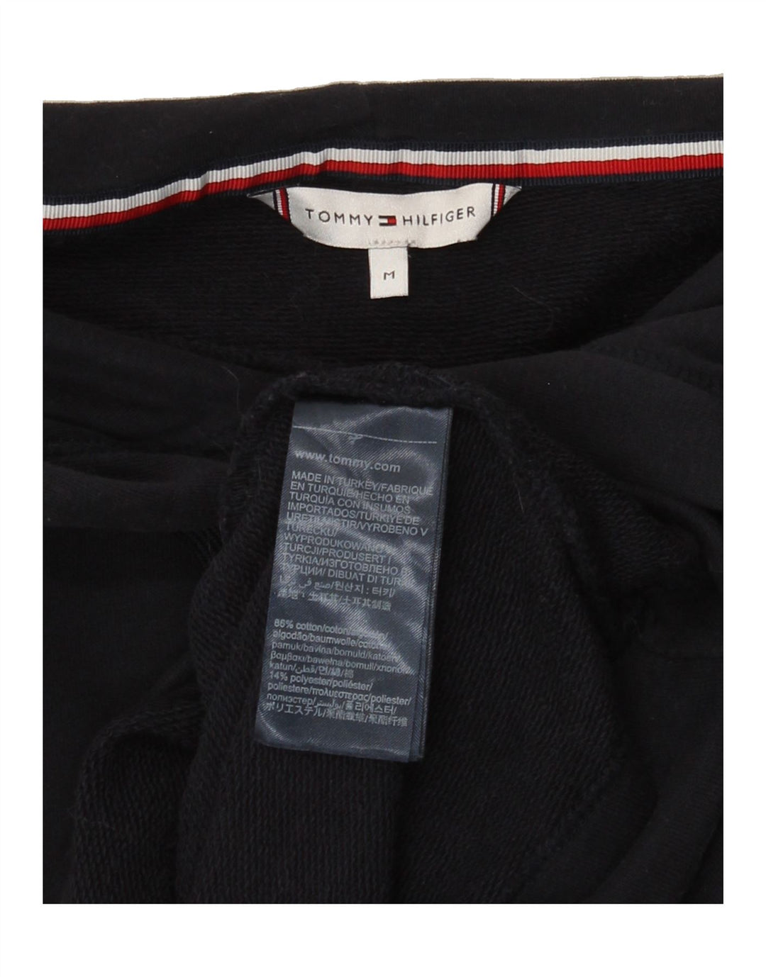 TOMMY HILFIGER Womens Oversized Hoodie Jumper UK 14 Medium Navy Blue Vintage Tommy Hilfiger and Second-Hand Tommy Hilfiger from Messina Hembry 