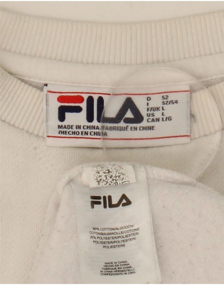 Felpa grafica da uomo Fila, maglione grande, cotone color block bianco