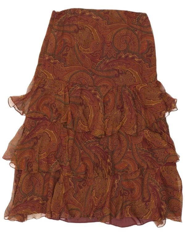 Gonna con volant da donna Ralph Lauren US 8 Medium W32 Seta Paisley marrone