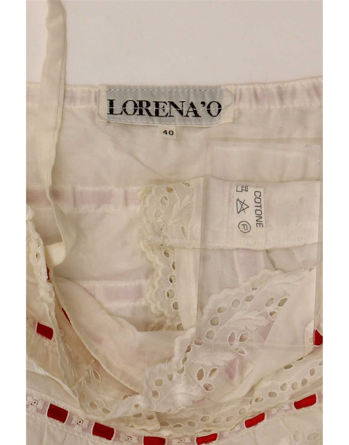 Lorena'O Canottiera corta da donna IT 40 piccola in cotone a righe bianche