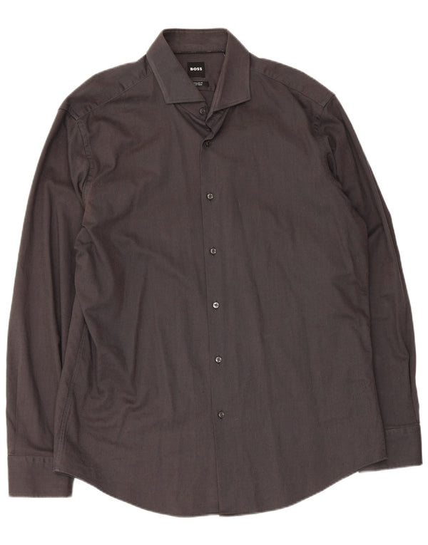 Camicia da uomo vestibilità regolare Hugo Boss taglia 43 17 XL cotone grigio