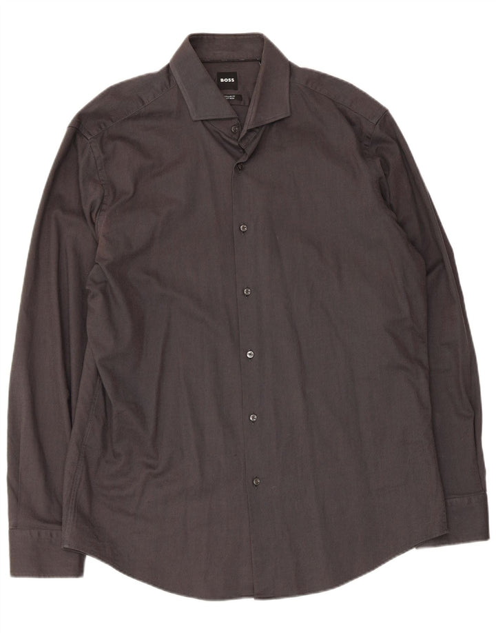 Camicia da uomo vestibilità regolare Hugo Boss taglia 43 17 XL cotone grigio
