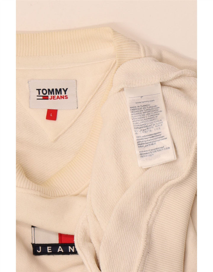 Tommy Hilfiger Uomo Felpa Maglione Grande Cotone Bianco