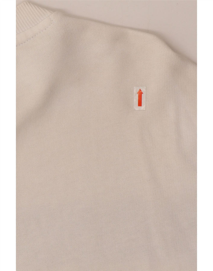 Guess Top grafico da uomo a maniche lunghe in cotone color block bianco medio