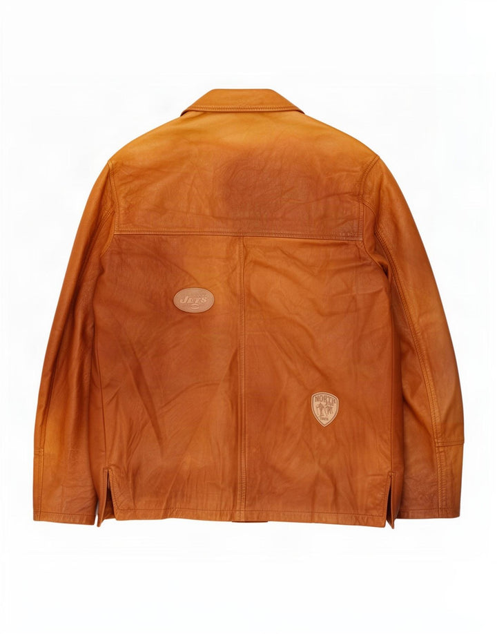 Giacca in pelle vintage da uomo UK 40 grande beige