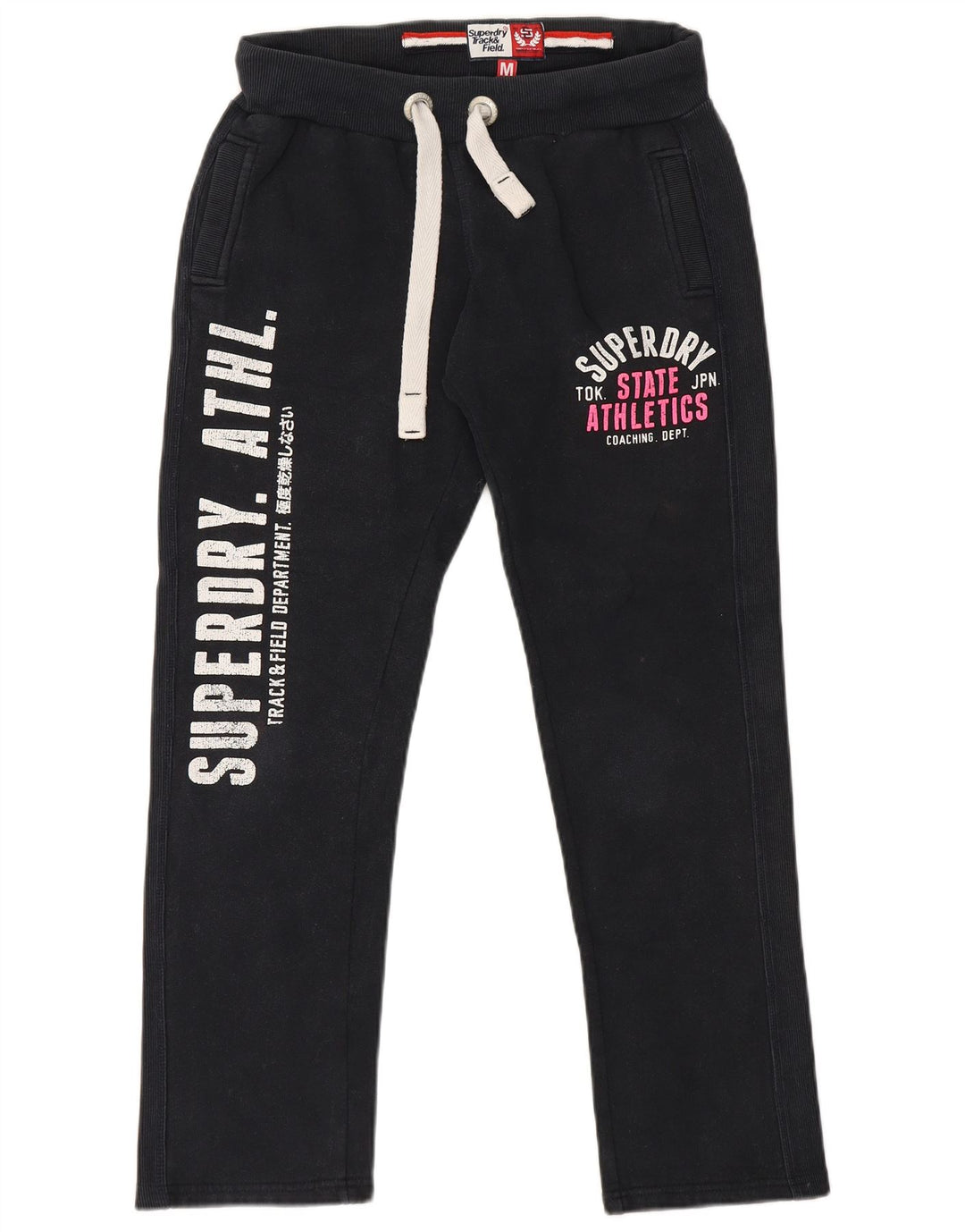 Pantaloni da tuta con grafica da donna Superdry UK 14 cotone medio nero