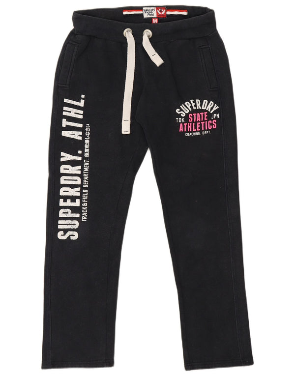 Pantaloni da tuta con grafica da donna Superdry UK 14 cotone medio nero