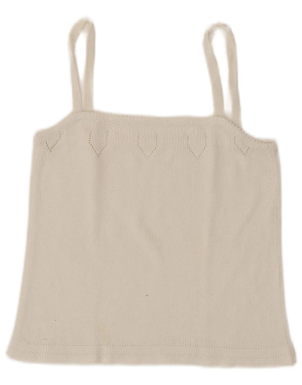 Vintage Womens Crop Knit Cami Top UK 4 XS White