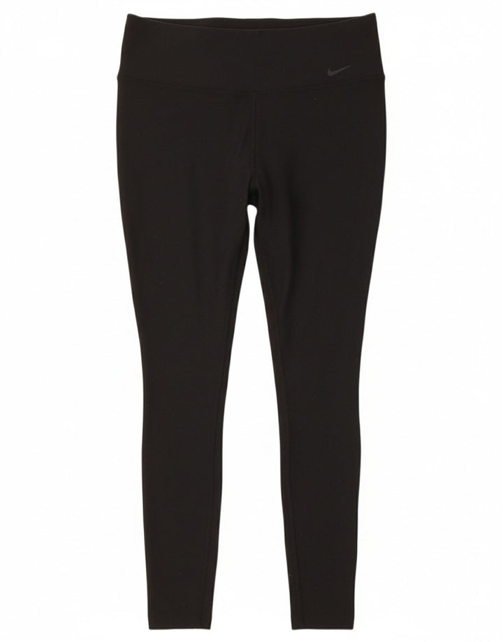 NIKE Womens Dri Fit Leggings UK 14 Medium Black Polyester