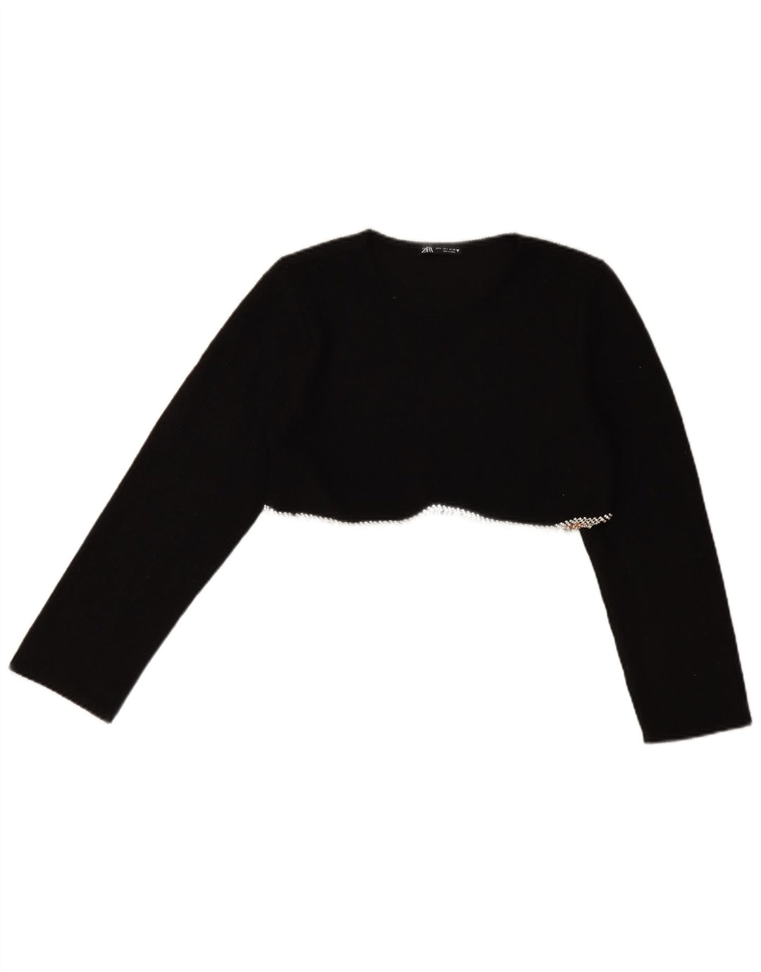 Top corto a maniche lunghe da donna Zara UK 10 piccolo nero