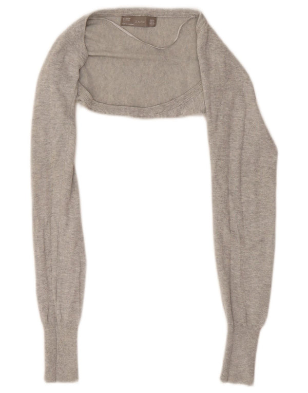 Maglione cardigan Bolero da donna Zara UK 12 Cotone grigio medio