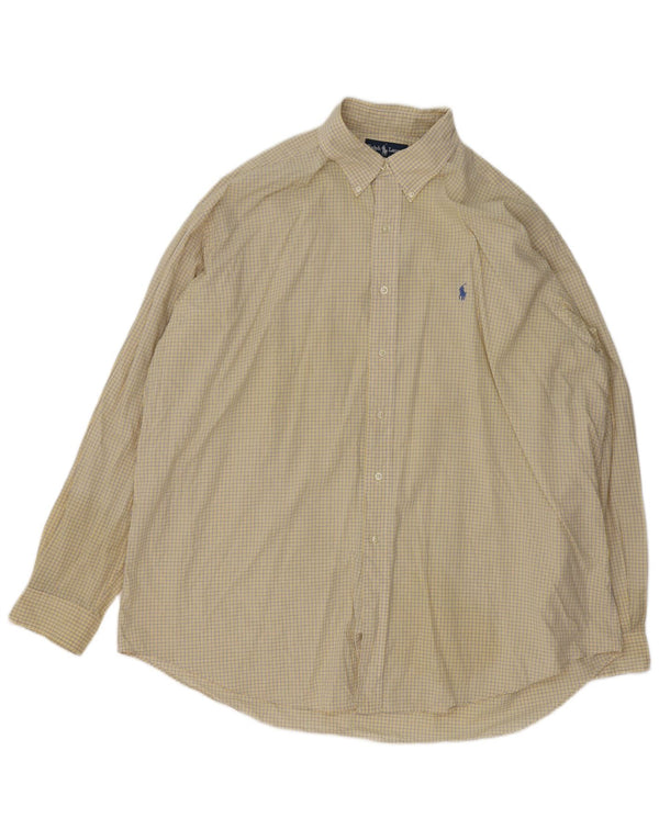 Camicia Ralph Lauren da uomo Blake ampia vestibilità 2XL cotone a quadri giallo