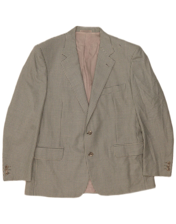 Giacca blazer da uomo a 2 bottoni Trussardi UK 40 Large in lana pied de poule grigia