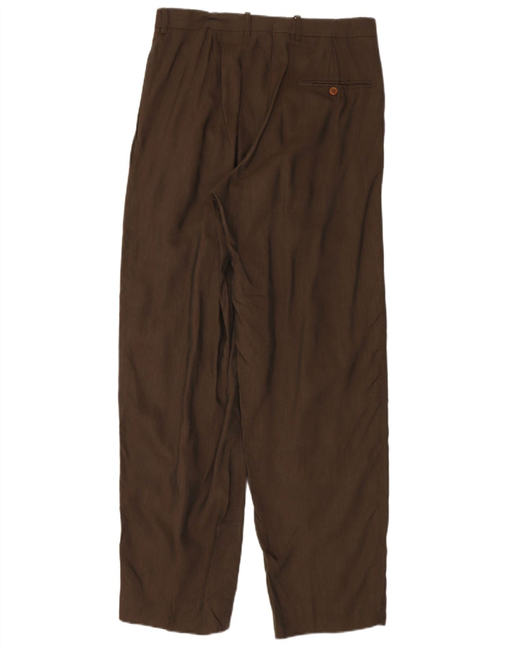 GB.PEDRINI Pantaloni da Abito Uomo con Pedge IT 48 Medio W32 L33 Lino Marrone