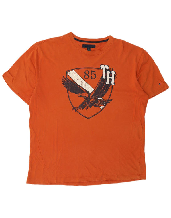 T-shirt grafica da uomo Tommy Hilfiger Top XL in cotone arancione