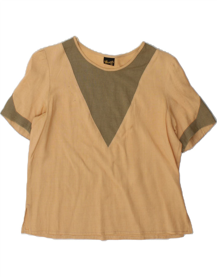 VINTAGE Womens Blouse Top IT 46 Large Beige Colourblock Vintage Vintage and Second-Hand Vintage from Messina Hembry 