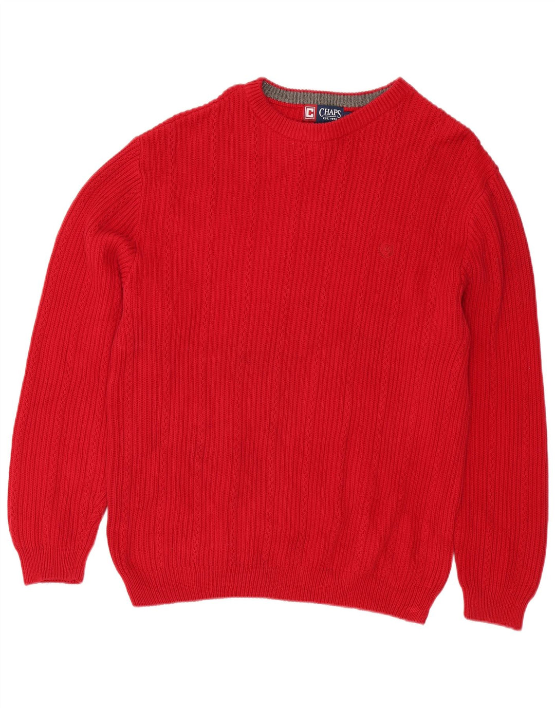 Chaps Uomo Maglione Girocollo Maglione Grande Cotone Rosso