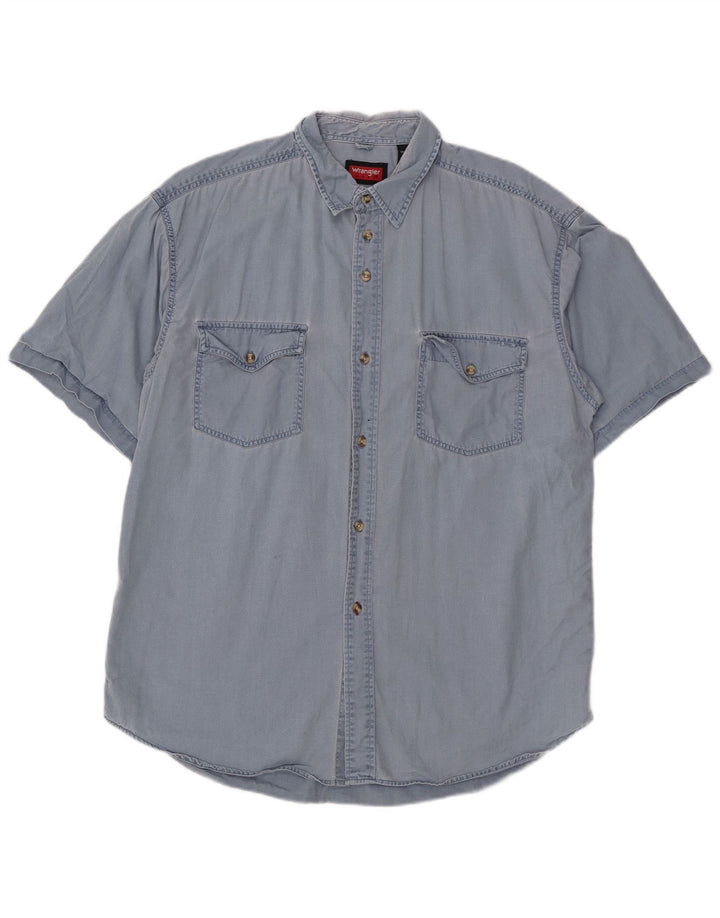 Camicia a maniche corte da uomo Wrangler grande in cotone blu