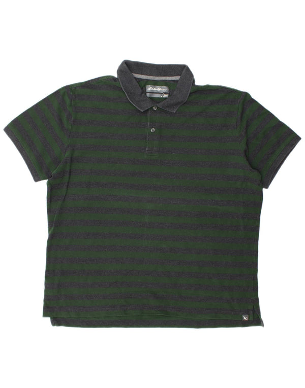Polo da uomo EDDIE BAUER XL in cotone a righe verdi