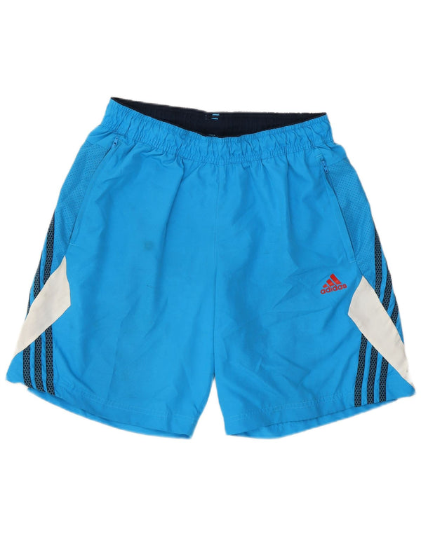 Pantaloncini sportivi Adidas Climalite da uomo in poliestere color block blu medio