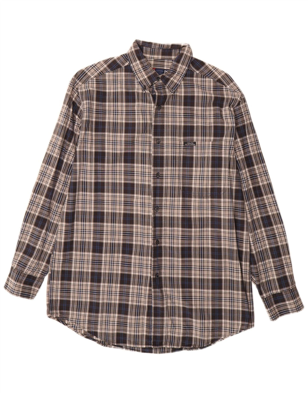 Camicia in flanella da uomo Chaps Ralph Lauren in cotone a quadri grigio medio