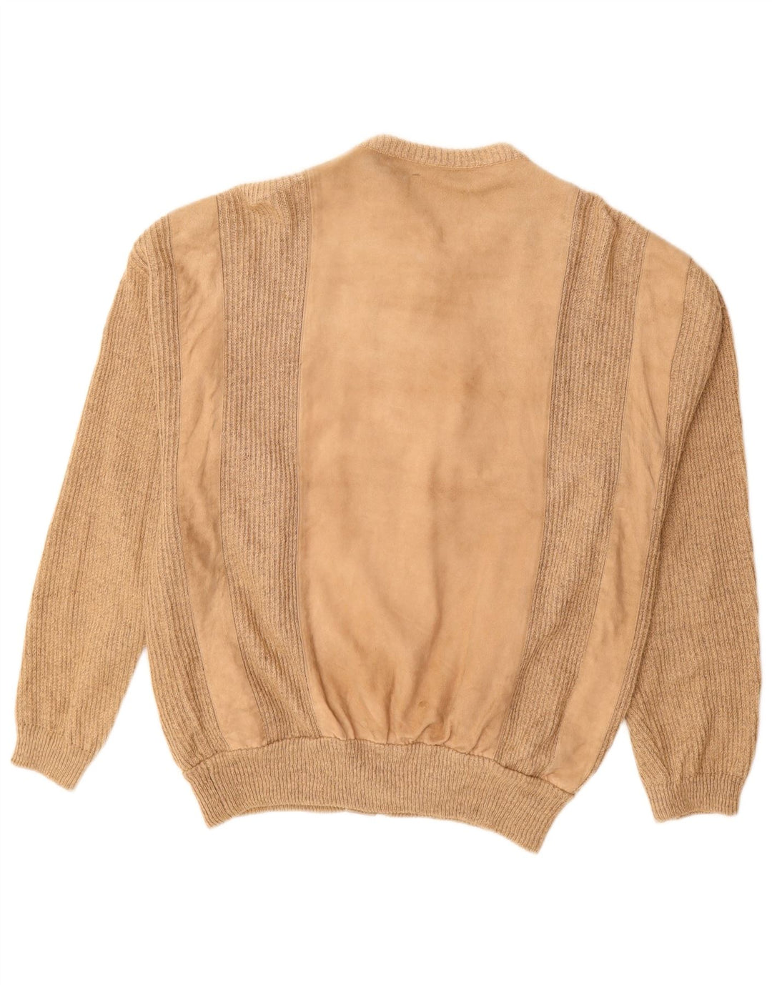 Giubbotto bomber in pelle scamosciata vintage da uomo UK 38 in pelle a righe beige medio