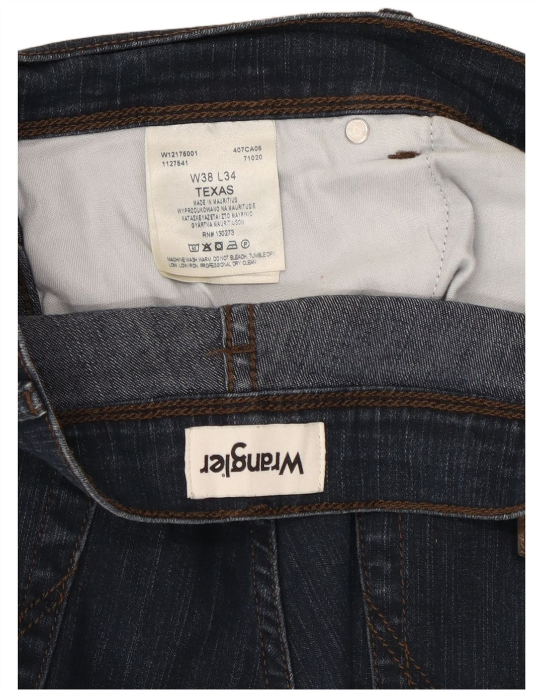 Jeans dritti da uomo Wrangler Texas W38 L34 cotone blu navy