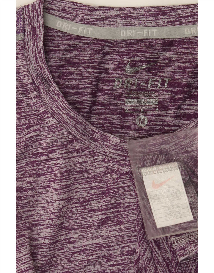 T-shirt Nike Dri Fit da donna, taglia UK 12, poliestere chiazzato viola medio