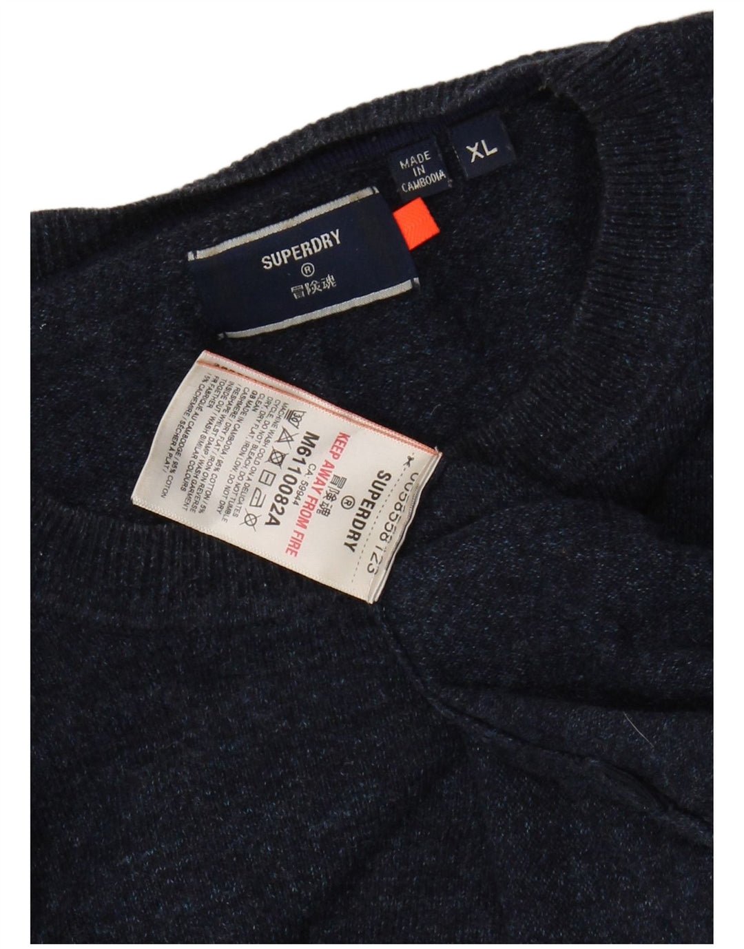 Maglione maglione girocollo da uomo SUPERDRY XL in cotone blu navy