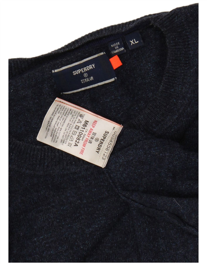 Maglione maglione girocollo da uomo SUPERDRY XL in cotone blu navy