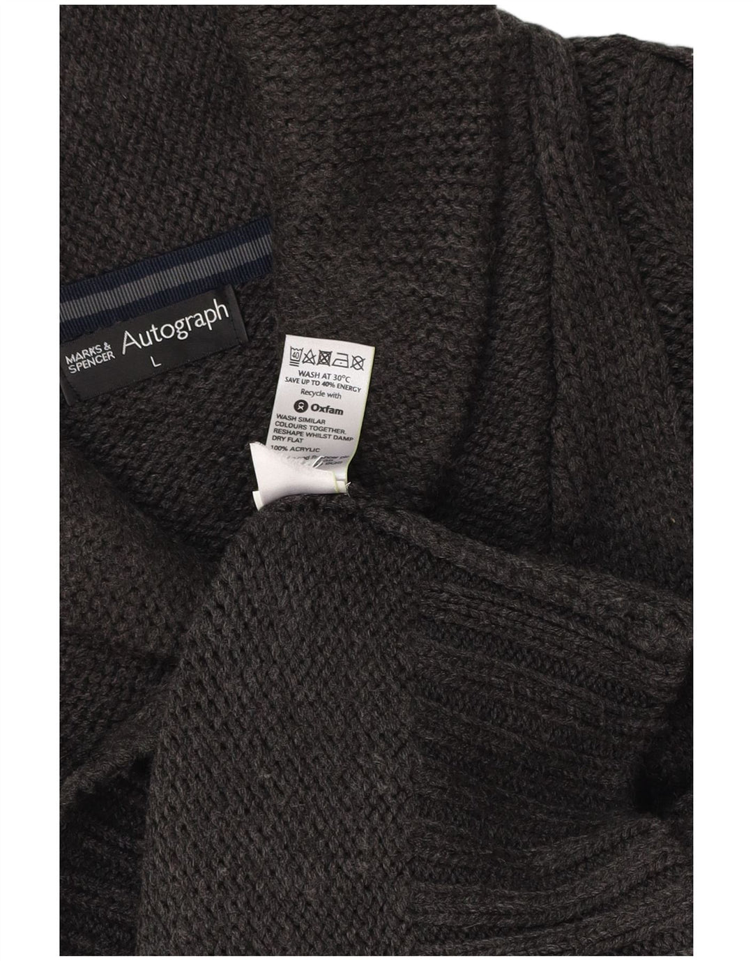 MARKS & SPENCER Maglione da uomo con collo a scialle autografo grande grigio