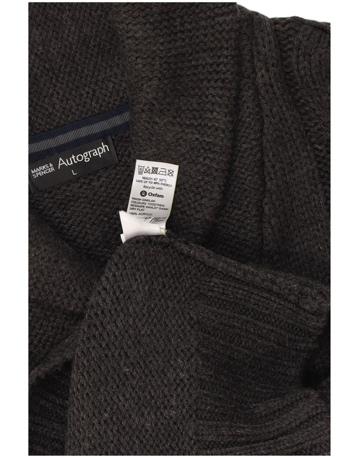 MARKS & SPENCER Maglione da uomo con collo a scialle autografo grande grigio