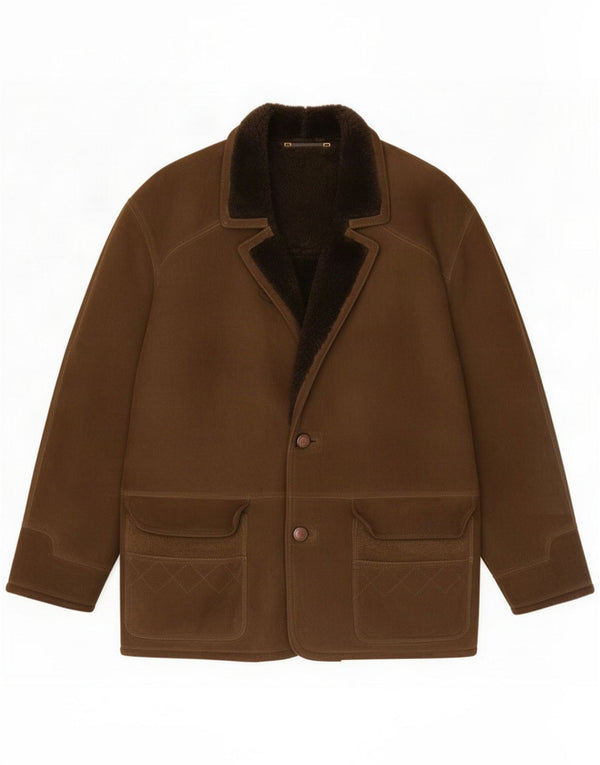 Giacca in shearling da uomo vintage IT 52 XL Khaki