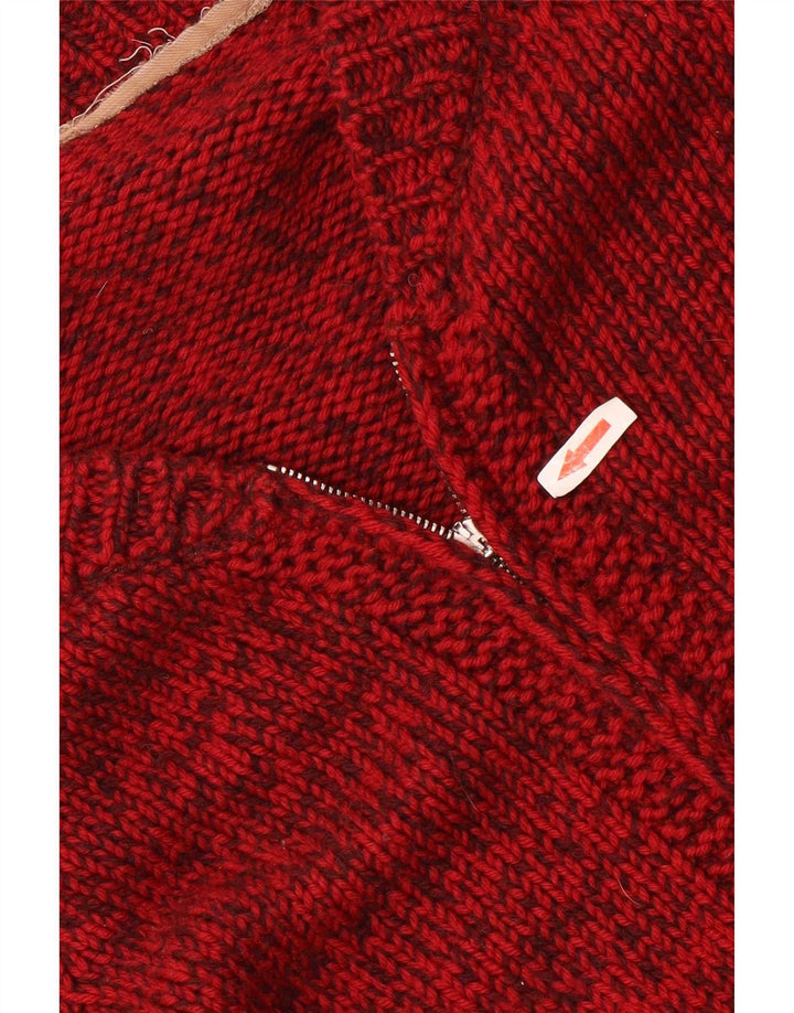 Maglione cardigan da uomo vintage rosso medio screziato