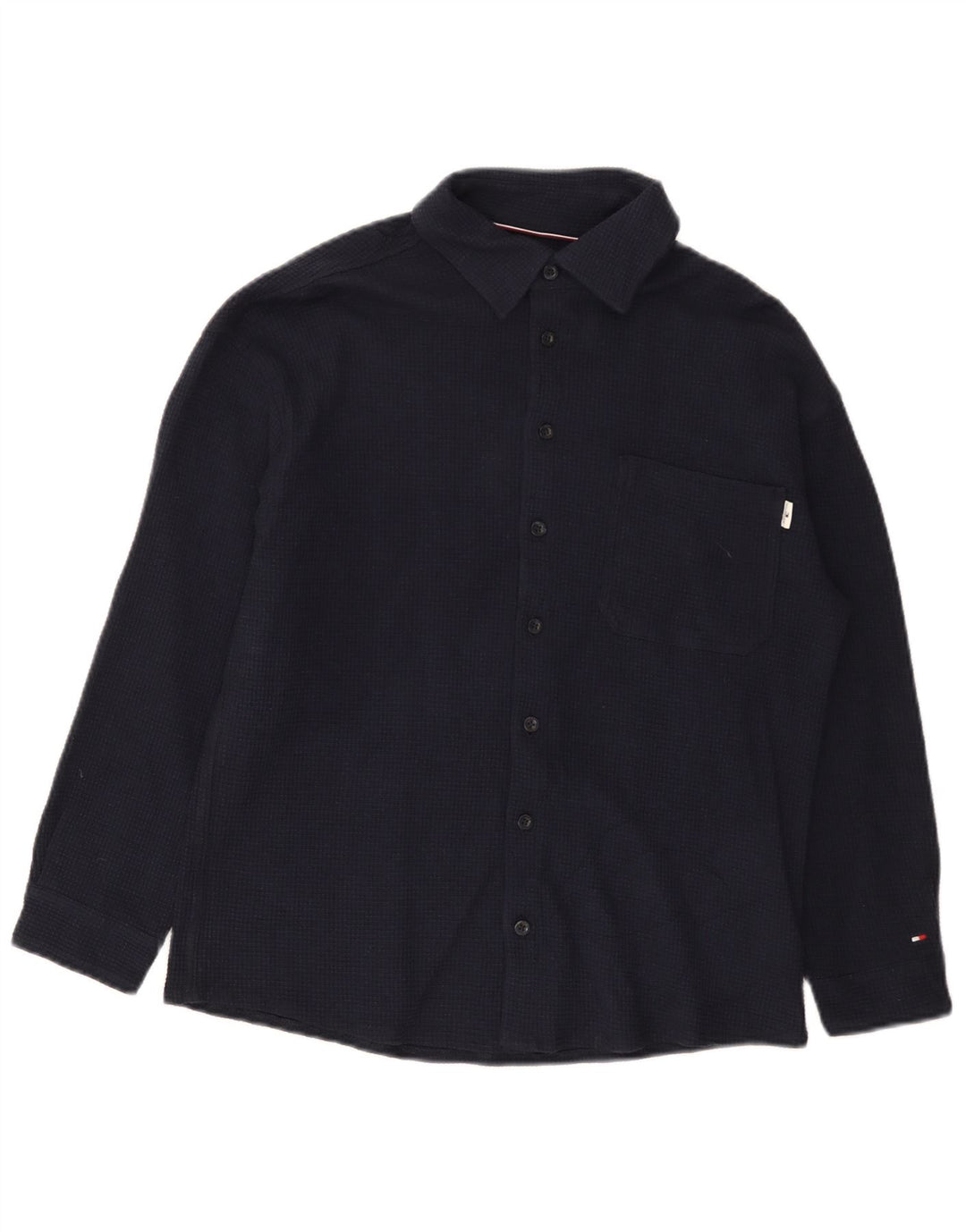 Camicia in flanella da uomo Tommy Hilfiger piccola in cotone blu navy